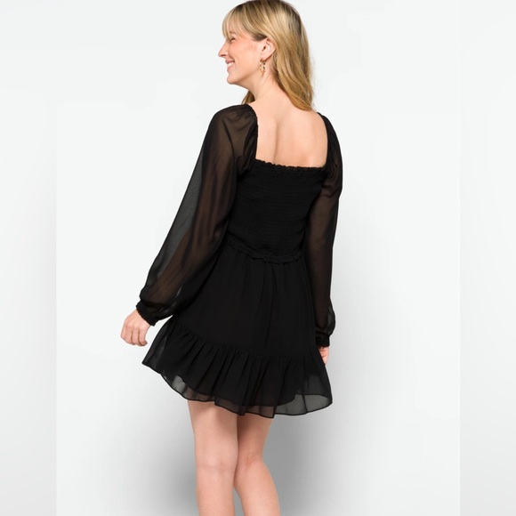 1. State Smocked Ruffle Hem Black mini dress - Picture 4 of 6